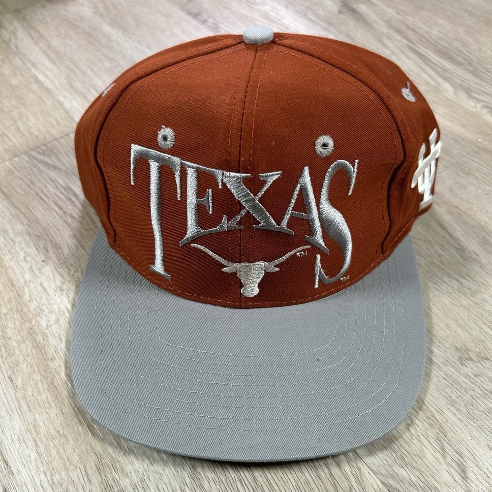 VTG Texas Longhorns Snapback Hat College The Game Orange Gray Big Logo Cap